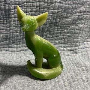 Vintage 1960s Gino Ruggeri Faux Green Jade Sitting Fox Figurine WONY Italy